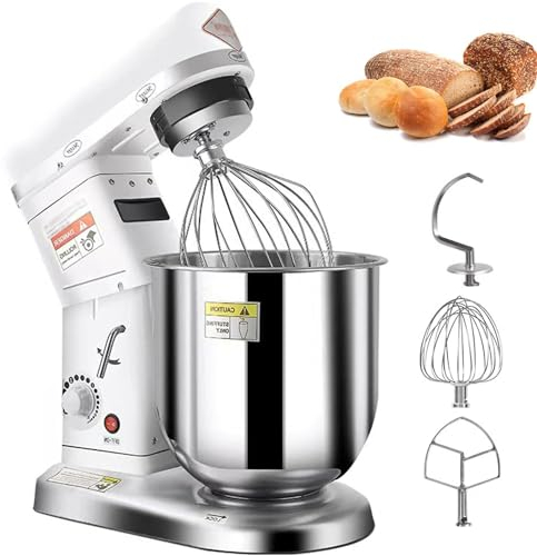 ylpddmm Commercial Stand Mixer 500W, Kitchen Electric Mixer Metal Food Mixer with Stainless Steel 7L Bowl, Dough Hook, Whisk and Beater