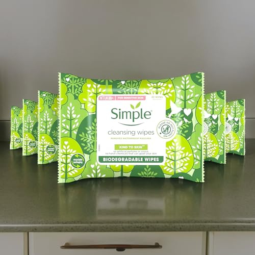 6 x 25Wipes Simple Kind to Skin Biodegradable Cleansing Makeup Remover Face Wipes for Women, Ideal for Sensitive Skin(Total 150Wipes)