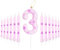 Kerzen 3rd Geburtstag mit Rosa Hundepfoten, Rosa Hundepfoten Geburtstag Zahl 3 Kerzen für Kuchen, Jungen Mädchen 3rd Geburtstagskuchendekorationen, Rosa Hundepfoten Thema Party für Jungen und Mädchen