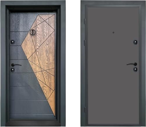 Porta blindata Portone Blindato Porta Ingresso 90x200 con Spioncino Serratura Nera e Marrone PL68 (interna sinistra)