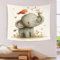 XMABDIEPO Elefant Wandteppich Wandtuch Wandbehang Cute Cartoon Tiere Wandplakat Für Wohnkultur 150cmx200cm