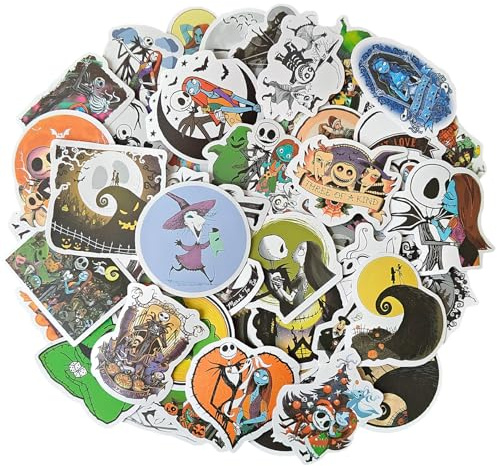 AXEN 60PCS Halloween Stickers Pack, Funny Skull Food Themed Halloween Vinyl Stickers for Laptop, Phone, Water Bottles, Computer, Flask and More