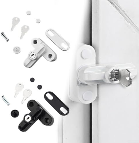 Protege tu hogar con la cerradura restrictora de marco de puerta de UPVC, fácil de montar, Cerradura de Seguridad para Ventanas Correderas Mod（blanco）