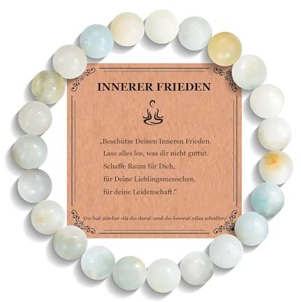 JEWTOP Armband mit 8 mm Edelsteine Perlen für Damen, Heilsteine Amazonite Armband Glücksbringer für Mama Freundin Geburtstagsgeschenk Chakra Yoga Armbänder