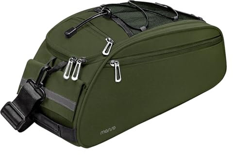 MOSISO Bike Rack Bag, Waterproof Bicycle Trunk Pannier Rear Seat Bag Cycling Bike Carrier Backseat Storage Luggage Saddle Shoulder Handbag, Olive Green