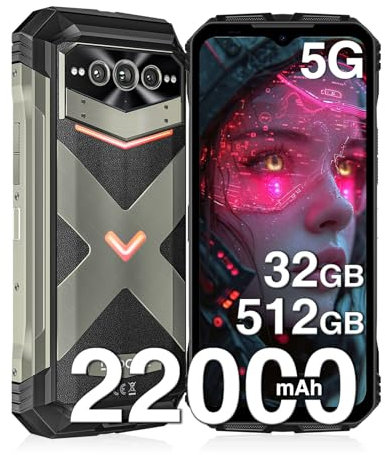 DOOGEE VMAX Pro 5G Smartphone Incassable 2024, 512 Go ROM + 32 Go RAM, 22000mAh, Android 14, 108MP AI Camera, Dimensity 7050, Telephone Portable Incassable, Écran 6,58 FHD+ 120Hz, WIFI6/NFC.