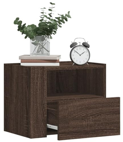 LAPOOH Wand-Nachttisch Braun Eichen-Optik 45x30x35 cm, Nachtschrank, Nachtkästchen, Bedside Table, Nachtkommode, Nightstand, Nachttischschrank, Nachtkonsole - 848323