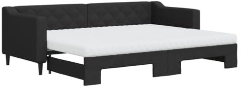 Willood Bettgestelle Sitz-Steh-Betten 2-in-1-Betten Daybeds Schwarz 80 x 200 cm mit Bettkasten & Matratze