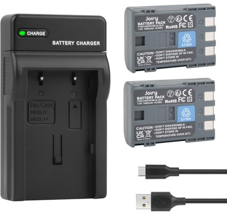 Joiry 2X NB-2L NB-2LH Batteries pour Canon EOS 350D 400D MD265 MV960 PowerShot G7 G9 S30 S40 S45 S50 S60 S70 S80 ZR950 ZR960 HG10 HV30 HV40 IXY DVM3 DV5 DV3 FV M20 M30 M100 M200 M500 caméras