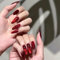 Red False Nails Long - Cat Eye Fake Nails with Glue - 24PCS Red Press on nails Almond - Glitter Stick on Nails - Strong Nail Tips and Glue Long Lasting for Women DIY Nail Art Home