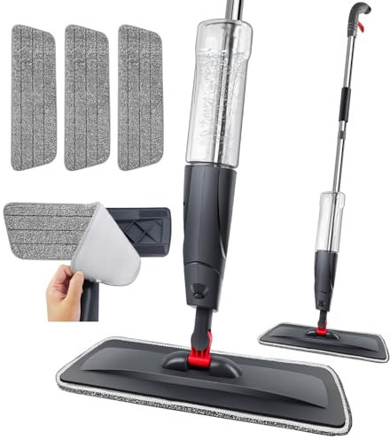 Microfibre Spray Mop for Floor Cleaning - Dry Wet Floor Mop with Spray for Laminate Wood Vinyl Ceramic Tile Hard Floors Kitchen, with Washable Microfiber Pads & 700ml Refillable Bottle