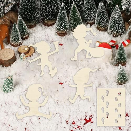 Porta Elfo Natale Kit,Elfo Stencil Impronte,Stencil per Finestre,Elfo Porta Accessori Elfo di Natale,Elfo di Natale Accessori,Stencil Finestra Elfo,Decorazione per Pavimenti,Finestre