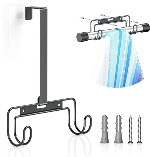XILIMEN Ironing Board Holder Wall Mount, Over The Door Ironing Board Hanger, Ironing Board Wall Mount for Y & T Leg, Iron Holder Wall Mounted for Laundry Room (Black)