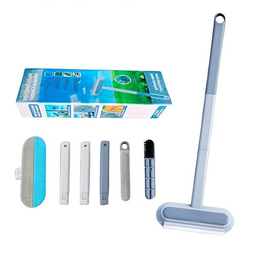Raclette à vitre Professionnelle, Brosse multifonctionnelle pour Animaux de Compagnie,Lave-vitre avec Raclette Silicone et Brosse Microfibre,Raclette Vitre pour Douche, Salle de Bain, Voiture