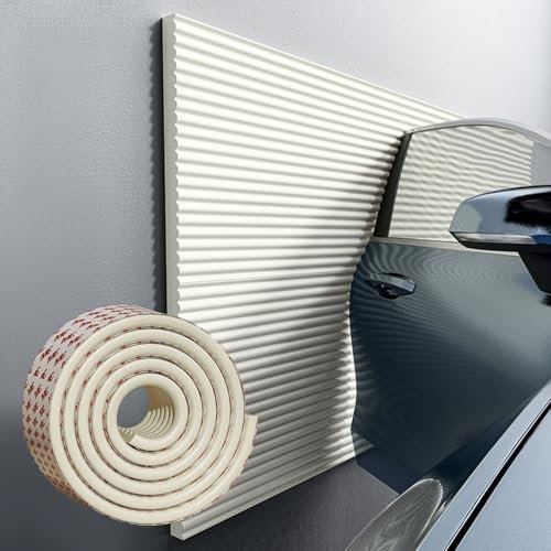 Protezione della Parete del Garage, Paracolpi Garage Auto da Muro, Gommapiuma Adesiva, Proteggi Portiera per Porte Auto, Garage e Carport, Impermeabile Ammortizzanti(Beige,200 cm x 20 cm)