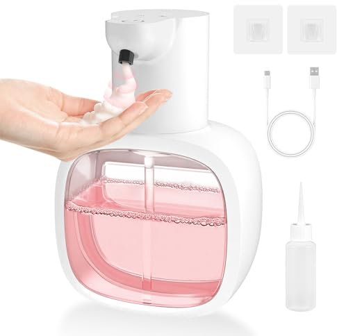 Automatischer Seifenspender, Dalugo 500mL No Touch Schaumseifenspender Wandbefestigung ohne Bohren, IPX5 Wasserdicht Seifenspender Automatisch, Wiederaufladbar Elektrischer Seifenspender Weiß für Bad