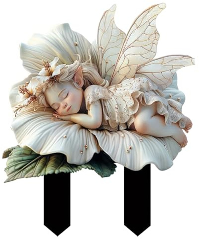 Lbvzxkad White Lotus Fairy Garden Stake Acrylic Flower Pot Decoration Sunlight Catcher and Garden Landscape Art