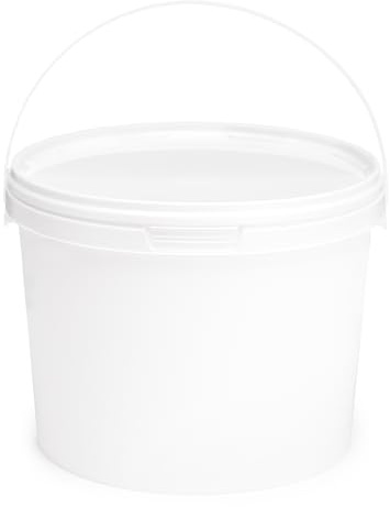 Garronda Secchio di plastica con Coperchio 3 L per la conservazione di Prodotti Alimentari e chimici Contenitore Plastica con Coperchio GD-0113 Bianco 10 Pezzi