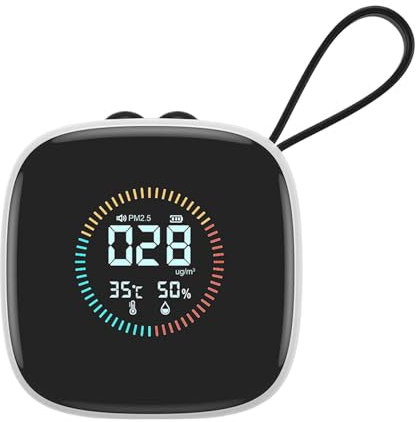 Air Quality Detector - Air Quality Meter, Indoor Air Quality Monitor, Air Quality Sensor Home Assistant, Small LED Display Humidity Tester with Strap, Multipurpose Dust Detection Tool For Labs, Home