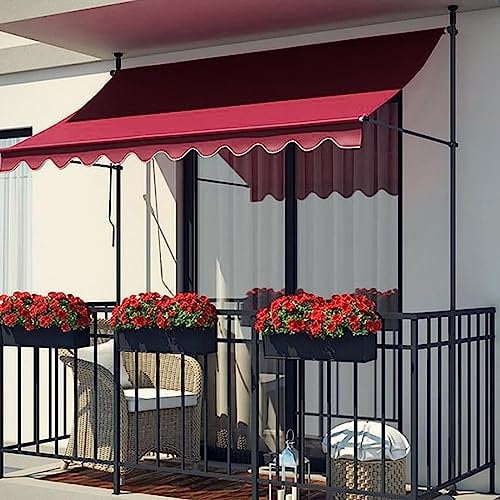 Einziehbare manuelle Markise, wasserdichte Überdachung mit Handkran, einstellbares Standalone-Design, UV-Schutz, keine Bohrinstallation, mehrere Größen verfügbar
