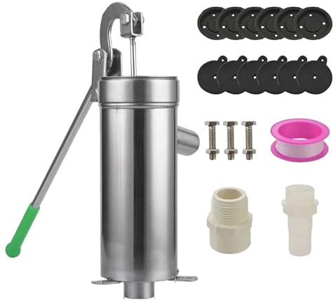 Manual Well Pump - Hand Water Pump for Deep Groundwater | Non-Electric Heavy-Duty Steel Pump, Outdoor Cast Iron Dispenser, Farm Garden Courtyard Hand-Operated Water Extractor for Home