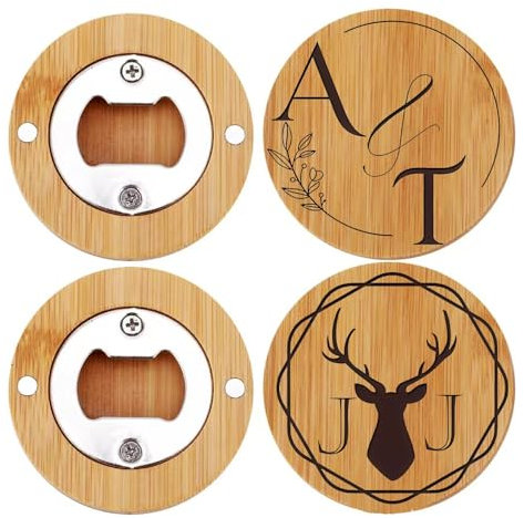 Apribottiglie Magnetico For Frigorifero In Bambù Con Incisione Personalizzata, Sottobicchiere/tappetino For Bevande In Legno Con Logo Personalizzato, Bomboniera For Matrimonio/regalo Aziendale(50pcs)