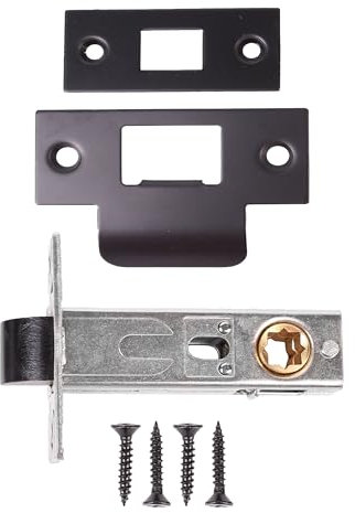 Tubular Mortice Latch, 71mm, Matt Black, with Strike Plates and Fixings