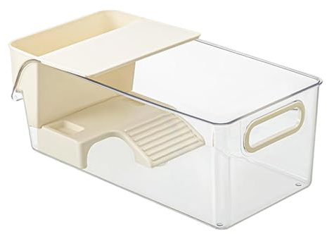Whtkoph Turtle Habitat Vasca Tartarughe Terrario con Basking Rampa Vaso Pianta PETG Aperto Semplice per Animali Semi Acquatici Adatto a Tavolo, S