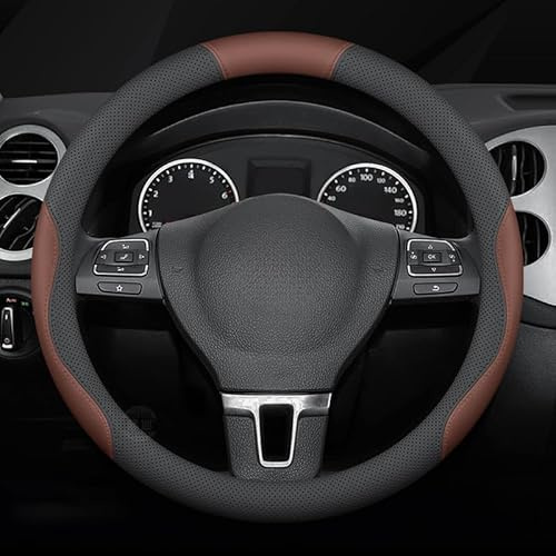 Auto Lenkradbezug Leder für VW T5 T6 T6.1 California Multivan Transporter T7 Multivan, Lenkradhülle Anti Rutsch Breathable Lenkradschutz Lenkradabdeckungen für Frauen Männer