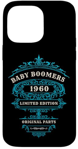 COMPLEANNO VINTAGE, BABY BOOMERS 1960, BLU, RICAMBI ORIGINALI Custodia per iPhone 14 Pro Max