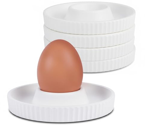 MiCasa SuCasa Eierbecher Melamin Set - 4 Stück Weiß | 4 Stück Weiß– Eleganter Eierhalter für Frühstück, Brunch, Klassisches Design, pflegeleicht, mit Ösen für flexible Befestigung
