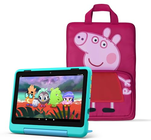Amazon Fire HD 8 Kids Pro tablet (newest gen), ages 6–12 | 8 HD screen, parental controls, 13-hr battery, 32 GB+ Peppa Pig Carrying Case for Amazon Kids Tablets