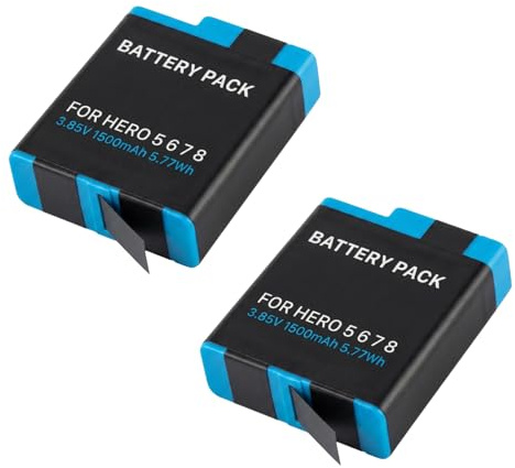 2PCS Battery for GoPro Hero 5, 6, 7, 8 Battery Replacement for AHDBT-801