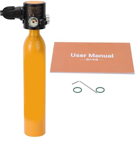 COCOYUEMA Bouteille d'oxygène de plongée S307 0,5 L, Bouteille d'air comprimé pour plongée sous-Marine, respirateur de plongée avec manomètre, équipement de plongée en apnée (Orange)