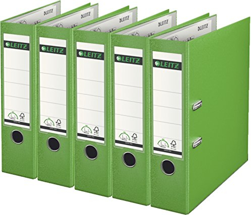 Leitz 1010-50 Qualitäts-Ordner Plastik-Cover (A4 breit| 5er Pack, hellgrün)