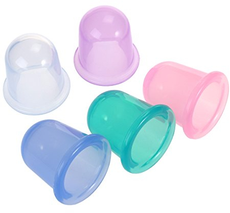 Rosenice 5 pezzi Coppetta Anticellulite, Coppette Massaggio in Silicone, Cupping Colori Assortiti Coppetta Anticellulite per Collo, ventose, Cellulite Gambe e Glutei (5.5 X 5.5 cm)