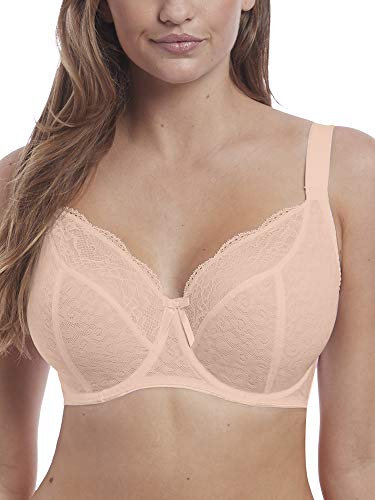 Freya Women's Fancies Underwire Balcony K Cup Bra Plunge, Semi-Sheer, Natural Beige, 38GG US