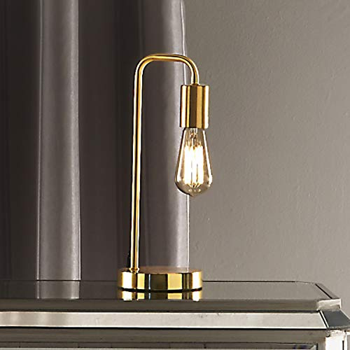K LIVING Caitlin Industrial Filament Bulb Table Desk Lamp Polished Brass (Yellow Gold)