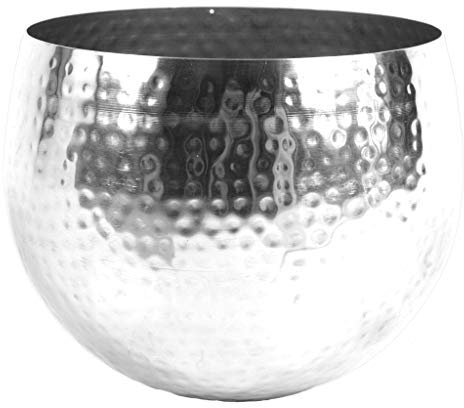 Leaf Large Straight Edge Hammered Metal Bowl, Silver, 22 x 18 cm LEAF-7303B