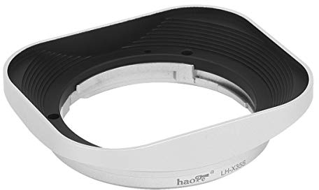 Haoge LH-X35S Bajonett Quadratisch Metall Gegenlichtblende für Fujifilm Fuji Fujinon XF 35mm f/2 R WR XF35mmF2, XF 23mm f2 R WR XF23mmF2 und XC 35mm F2 XC35mmF2 Objektiv ersetzt LH-XF35-2 Silber