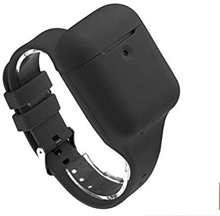 Ruentech - Custodia protettiva compatibile con Apple Airpods 1/2, in silicone morbido, compatibile con Airpods Wireless & Wire, Nero