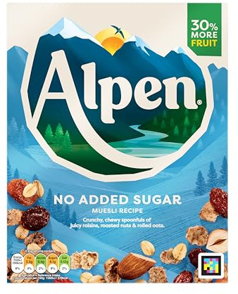 Alpen No Added Sugar Muesli, Breakfast, High in Fibre, Vegetarian, Low Sugar, 550g