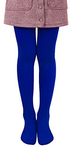 L&K-II Mädchen Ballett Strumpfhose Tanzstrumpfhose mit Fuß 80 DEN Blickdicht Mikrofaser Farbig 27251 Königsblau 122/128