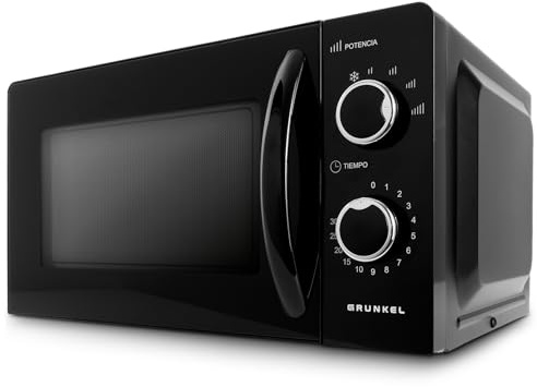 Grunkel - Microondas de 20 litros y 700W de potencia con 5 y 6 niveles de potencia y temporizador de 60minutos (Sin Grill negro)