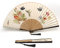 1SourceTek Silk Hand Held Folding Fans 8.27 inches (21cm) Women Hand Held Folding Fans With a Fabric Sleeve Protection for Gifts - Chinese Retro Style (Colorfu Butterfly)