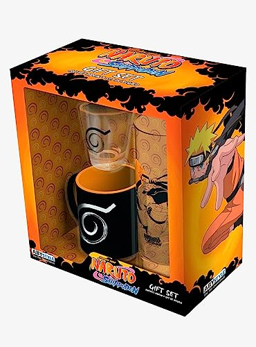 ABYSTYLE Naruto Shippuden Coffret cadeau comprenant 1 verre à boisson, 1 verre à shot et 1 tasse à expresso