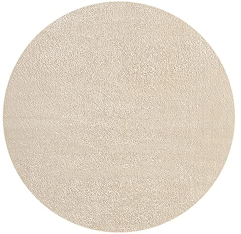 Mia's Teppiche Olivia Wohnzimmer/Schlafzimmer Teppich - waschbar - 120 cm Rund, Beige