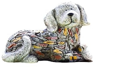 Garden Mile Neuheit – Gartenornamente Outdoor-Tierstatue mit Gras, freistehende Tierfigur, Gartenstatue und Skulptur für Outdoor, Indoor, Garten, Terrasse, Rasen, Dekor (Hund)