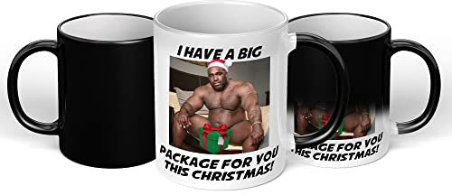 Print Maniacs Barry Wood Mug Christmas 11oz Gift Secret Santa Stocking Women Girls Her Hot Coffee Tea Xmas Present Adult Joke Funny Rude Naughty Big Package Mug (Magic Reveal)