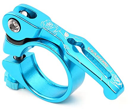 VIARON Bike Seat Post Clamp Aluminium Alloy Quick Release Bicycle Seat Clamp 31.8/34.9MM (Blue, 34.9mm)